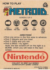 Metroid - NES Rubbelkarte - Screen 2 O-Pee-Chee / Nintendo 1989 2