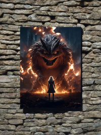 Kampf gegen ein riesiges Feuermonster Dark Fantasy Mini Foto-Poster - 27x20 cm 2