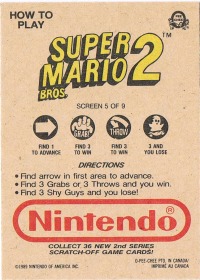 Super Mario Bros. 2 - NES Rubbelkarte Pee Chee / Nintendo 1989 2