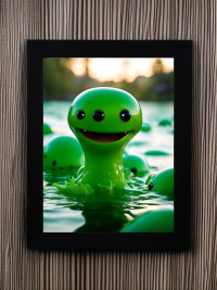 Süße grüne Schleimmonster im See - Fantasy Mini Foto-Poster - 27x20 cm 4