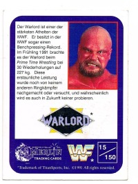WWF Trading card - Warlord 15 Merlin 1991 2