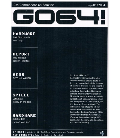 Ausgabe 05/04 - 2004 - GO64 - Das Commodore-64-Magazin