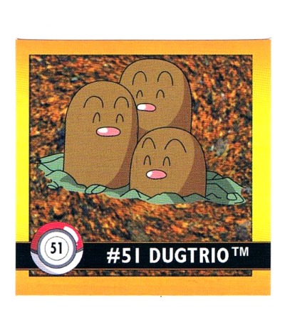 Sticker No 51 Dugtrio/Digdri - Pokemon / Artbox 1999