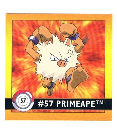 Sticker No 57 Primeape/Rasaff - Pokemon / Artbox 1999