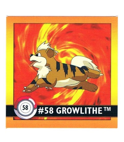 Sticker No 58 Growlithe/Fukano - Pokemon / Artbox 1999