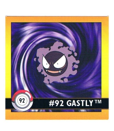 Sticker No 92 Gastly/Nebulak - Pokemon / Artbox 1999