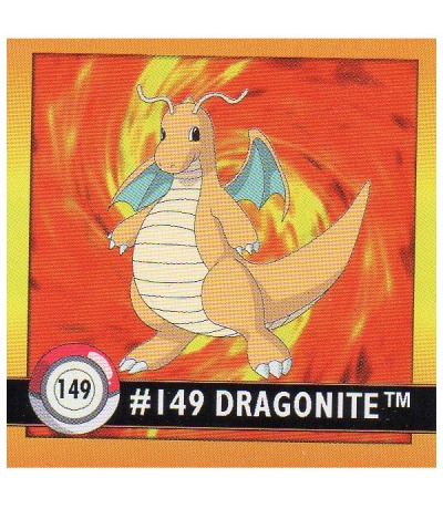 Sticker No 149 Dragoran/Dragonite - Pokemon / Artbox 1999