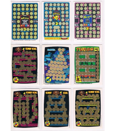 9x Game Rubbelkarten - DONKEY KONG - Ms Pac Man - Zaxxon - Turbo