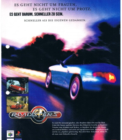 Roadsters - advertising page Nintendo 64 Game Boy Color PlayStation und Dreamcast