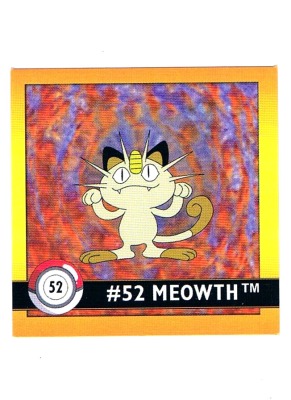 Sticker Nr 52 Meowth/Mauzi - Pokemon - Series 1 - Nintendo / Artbox 1999