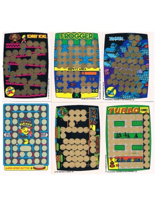 DONKEY KONG, Pac Man, Frogger, Zaxxon, Turbo 6x Rubbelkarten - 1982 Game&amp;Watch Arcade