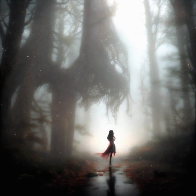 Das Mädchen, das den Nebel rief - Dark Fantasy Poster - Foto-Poster 40 x 40 cm