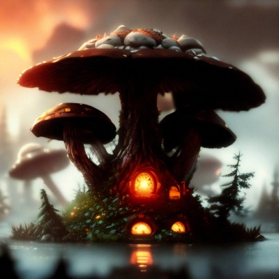 The Mushroom Island Fairy Forest 5 - Dark Fantasy - Poster
