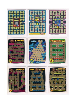 9x Game Rubbelkarten - DONKEY KONG - Ms. Pac Man - Zaxxon - Turbo