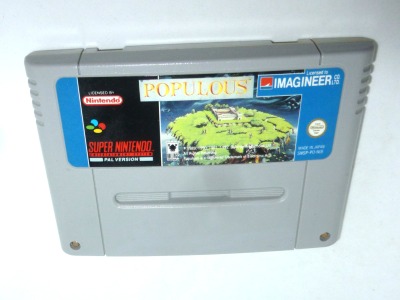 Nintendo SNES - Populous - Pal Version - Super Nintendo Entertainment System - Modul / Cartridge