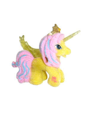Yellow Filly horse with horn and one wing - Filly
