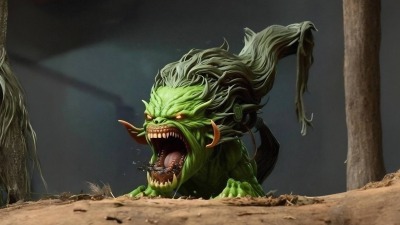 Mini Poster - green Monster - Dark Fantasy - 13x23 cm