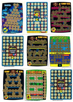 9x Game scratch cards - Donkey Kong , Pac Man, Frogger, Zaxxon, Turbo