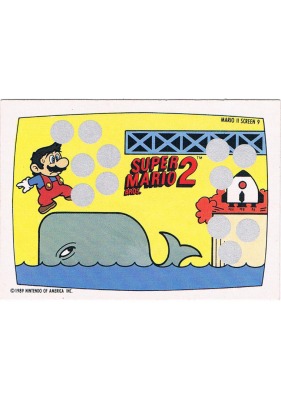Super Mario Bros 2 - NES Rubbelkarte Pee Chee / Nintendo 1989 - Nintendo Game Pack Serie 2 - 80er