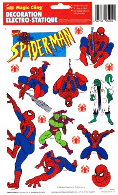 Vintage Spider Man - Decoration electro-statique Sticker - Magic Cling Marvel / Mello Smello 1996