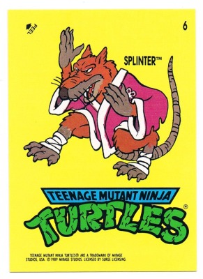 Sticker No 6 - SPLINTER - Turtles Topps Sticker von 1989 - Teenage Mutant Ninja Turtles Hero Turtle