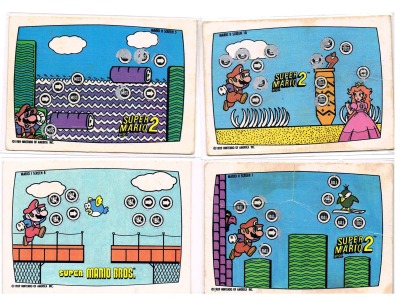 4x Super Mario Bros scratch cards - bad condition Topps / Nintendo 1989 - Nintendo Game Pack