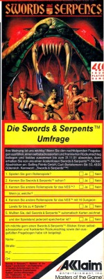 Sword and Serpents NES - Acclaim advertising 1991