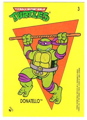 Sticker No. 3 - Donatello - Turtles Topps Sticker von 1989 - Teenage Mutant Ninja Turtles Hero Turt