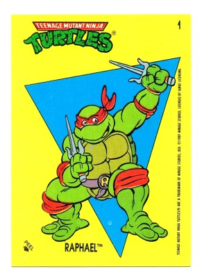 Sticker No 1 - RAPHAEL - Turtles Topps Sticker von 1989 - Teenage Mutant Ninja Turtles Hero Turtles