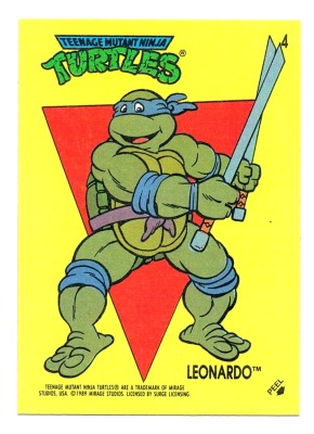 Sticker No 4 - LEONARDO - Turtles Topps Sticker von 1989 - Teenage Mutant Ninja Turtles Hero Turtle
