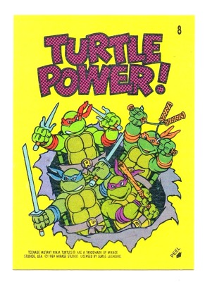 Sticker No 8 - TURTLE POWER - Turtles Topps Sticker von 1989 - Teenage Mutant Ninja Turtles Hero Tu