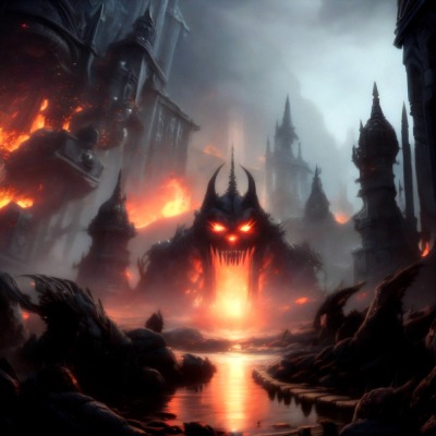 Das Tor zur Unterwelt - Dark Fantasy Poster - Foto-Poster 40 x 40 cm