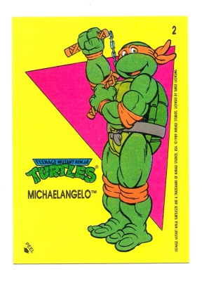 Michelangelo - Turtles Topps stickers from 1989 - Teenage Mutant Ninja Turtles Hero Turtles