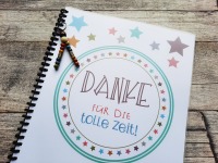 Deckblatt für ein Freundebuch Danke für die tolle Zeit + Klassen-/Gruppenname + Bindeset +