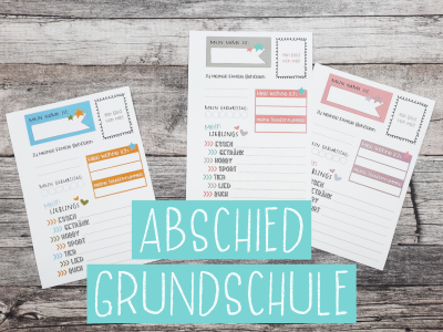 Freundebuchseiten für Lehrer/innen - Abschied Grundschule - DIN A5 - buntes Design drei Farbkombin