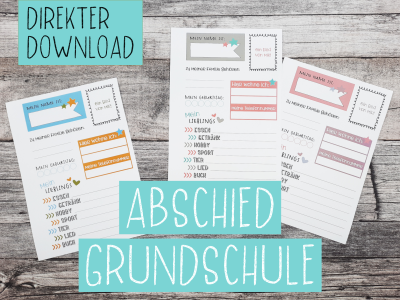 Freundebuchseiten für Lehrer - Abschied Grundschule - Anrede DU - DIN A5 - PDF - buntes Design