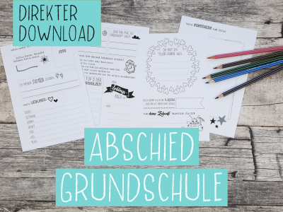 Freundebuchseiten für Lehrer - Abschied Grundschule - Anrede DU - DIN A5 - PDF - klassisches Design