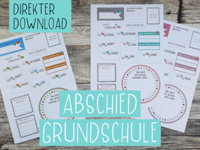 Freundebuchseiten für Lehrer - Abschied Grundschule - Anrede SIE - DIN A4 - PDF - buntes Design