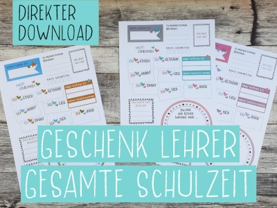 Freundebuchseiten für Lehrer - gesamte Schulzeit - Anrede DU - DIN A4 - PDF - buntes Design drei F