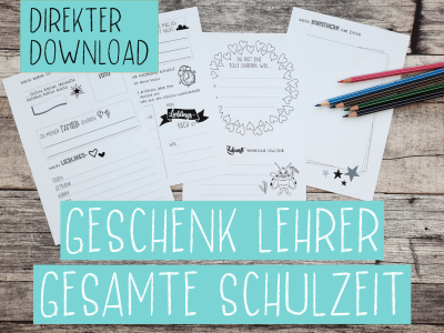 Freundebuchseiten für Lehrerinnen - gesamte Schulzeit - Anrede DU - DIN A5 - PDF - klassisches Desi