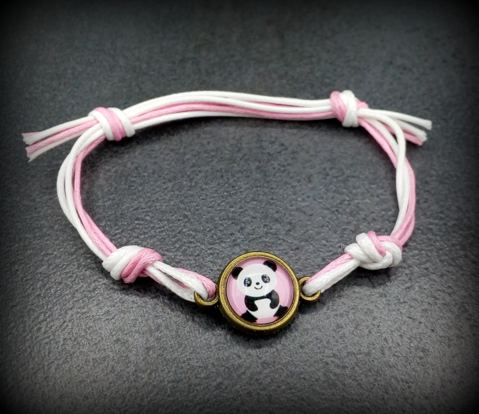 Panda Armband zweifarbig in weiß rosa