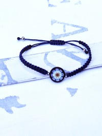 Makramee Armband im Verbund mit einem türkis blauen Cabochon 4