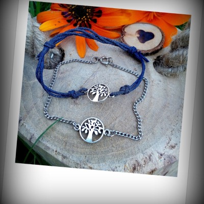 Armband Set Baum des Lebens - Einzigartiges Armband Set in silber und blau