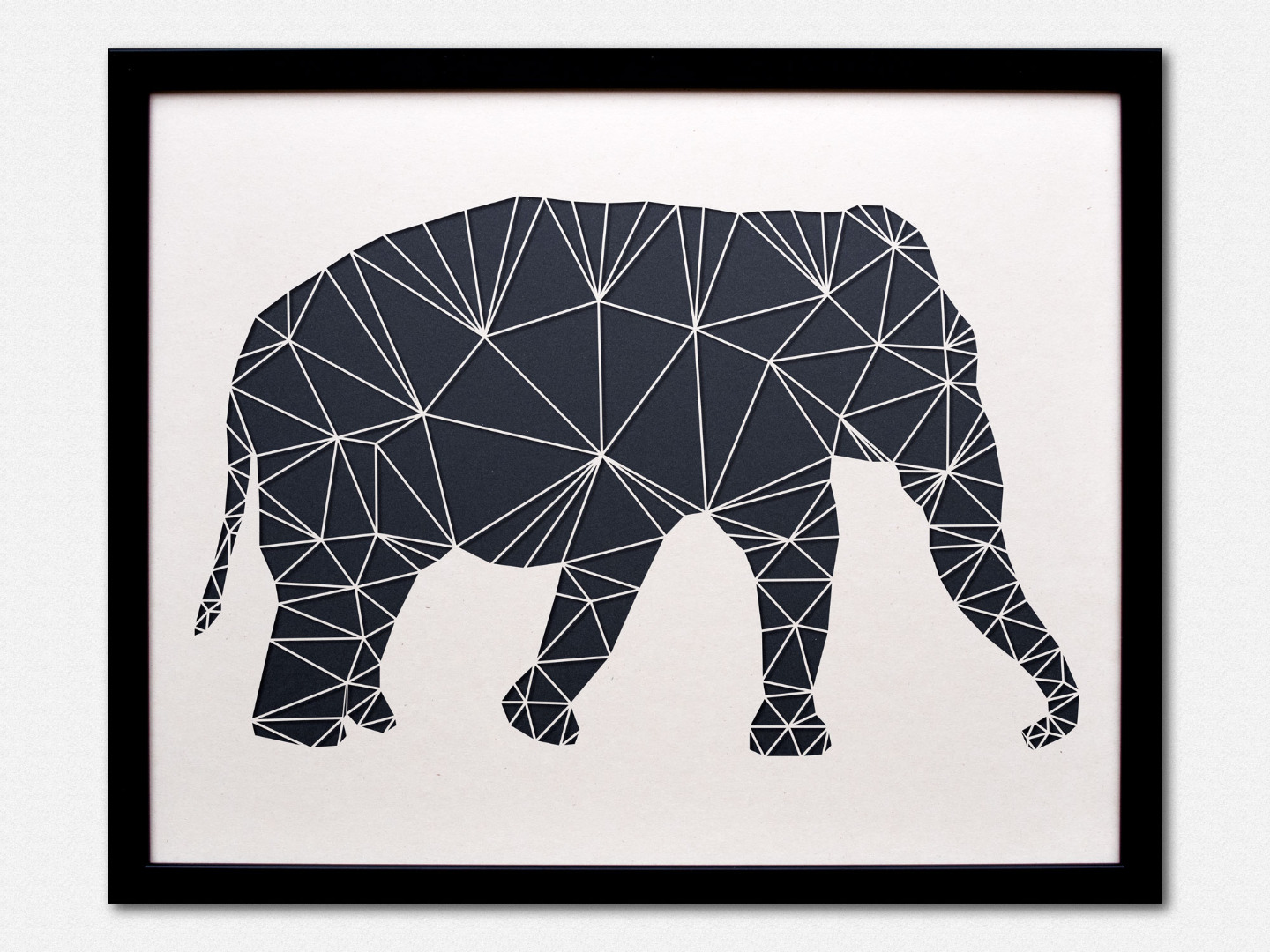 Geometric Wall Art - Laser Cut from Paper ELEPHANT