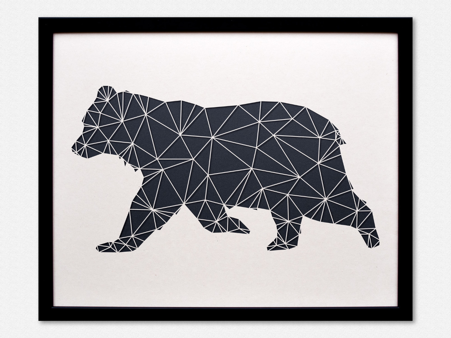 Geometric Wall Art - Laser Cut from Paper BEAR