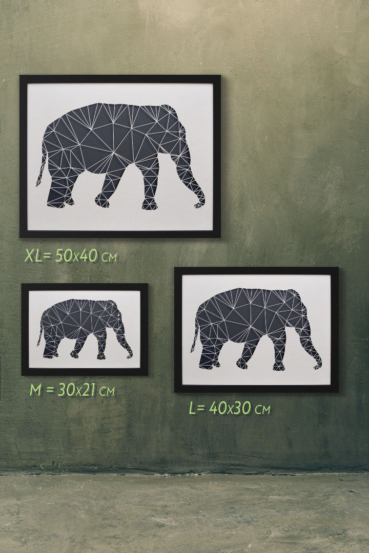 Geometric Wall Art - Laser Cut from Paper ELEPHANT 4