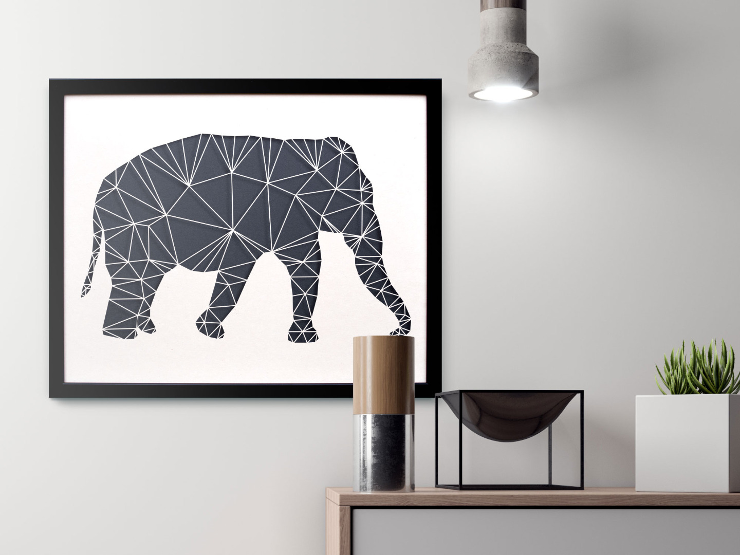Geometric Wall Art - Laser Cut from Paper ELEPHANT 8