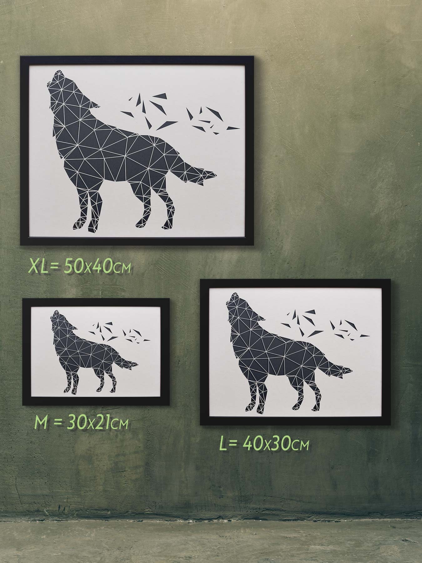 Acryldeko Origami Wolf WANDDEKORATION schwarz DEKOELEMENTE Acryl Tiere 