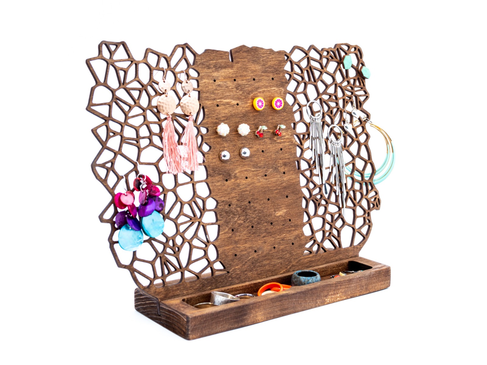 Earring Holder Stand with Ring Storage ORGANIC RING 2