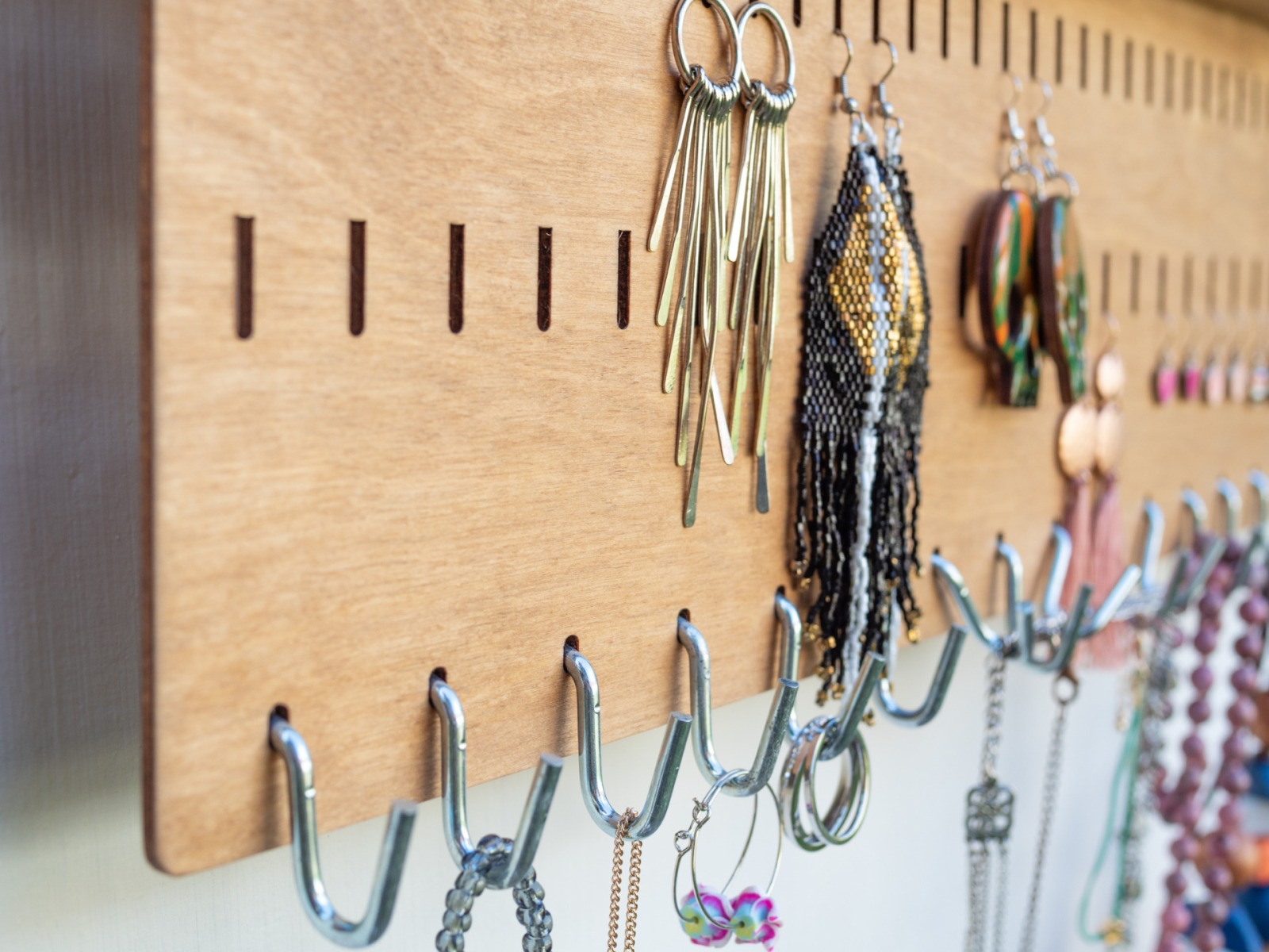 Handmade Wall Mounted Jewelry Display with Hooks WALL GRID HOOKS / arborala  Originals